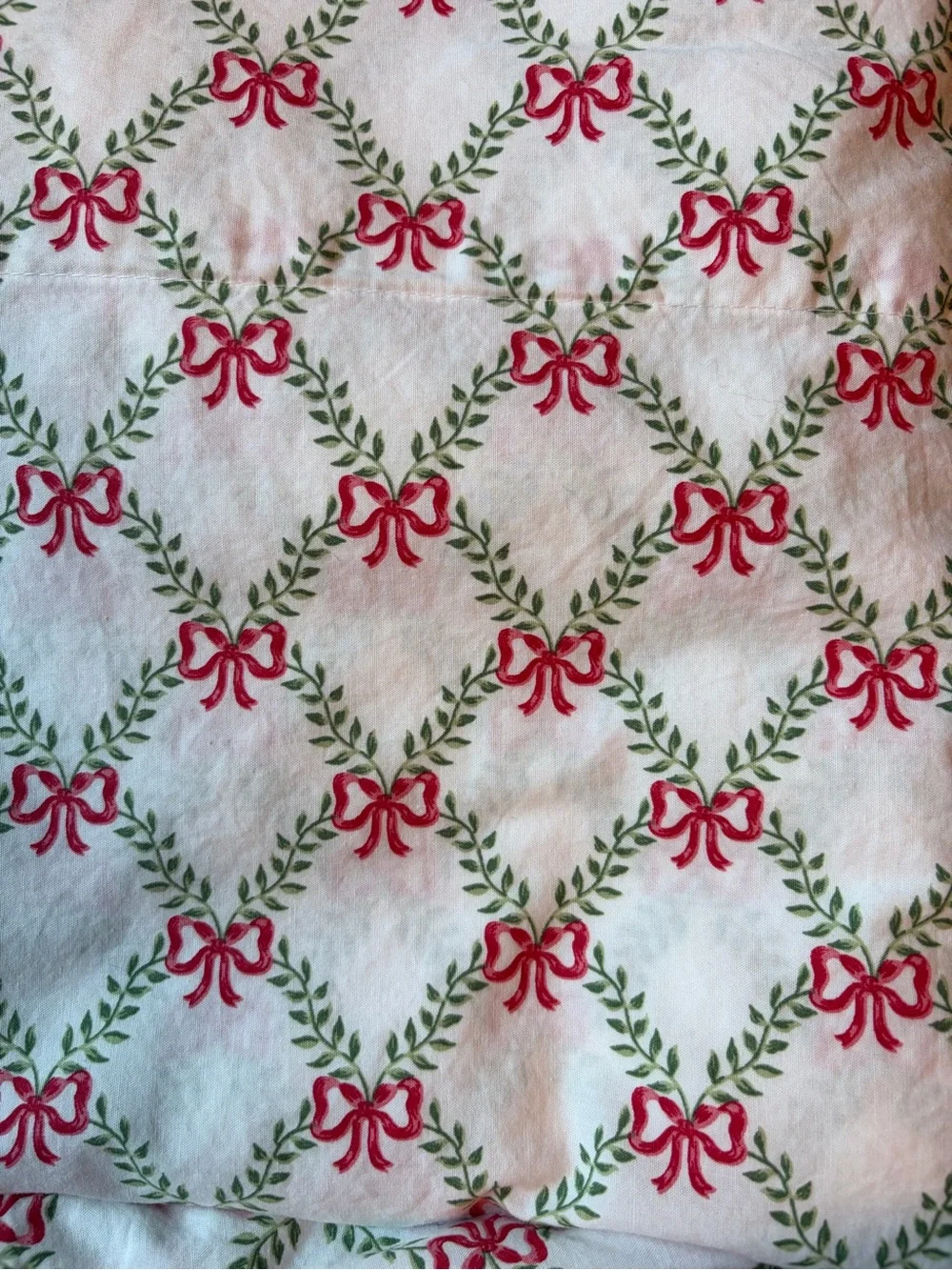 Laura Ashley Twin Christmas Holiday Red Bows & Trellis 100% Cotton Sheet Set